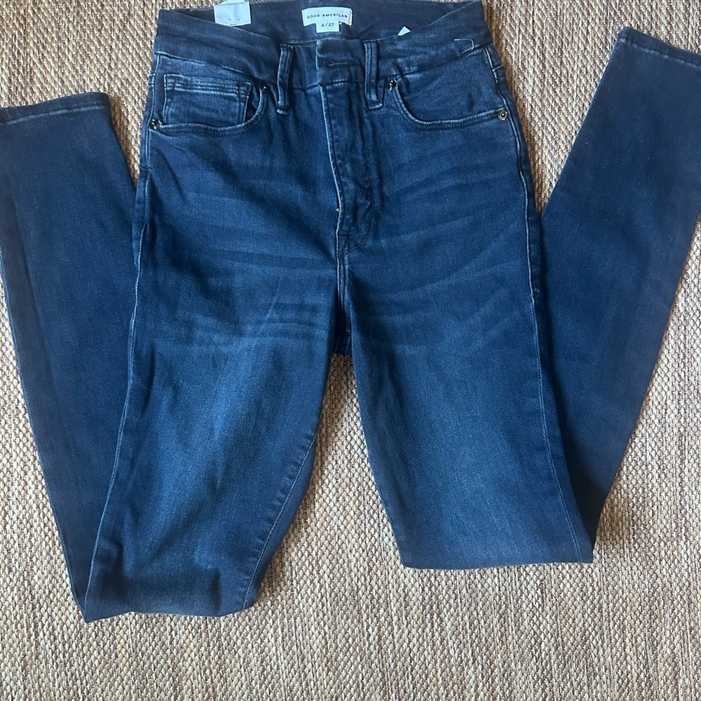 Good American Dark Blue High-Rise Skinny Jeans